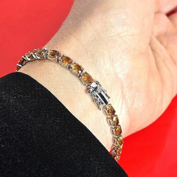 925 Sterling Silver Bracelet with Natural Citrine Gemstone. - Picture 7 of 11